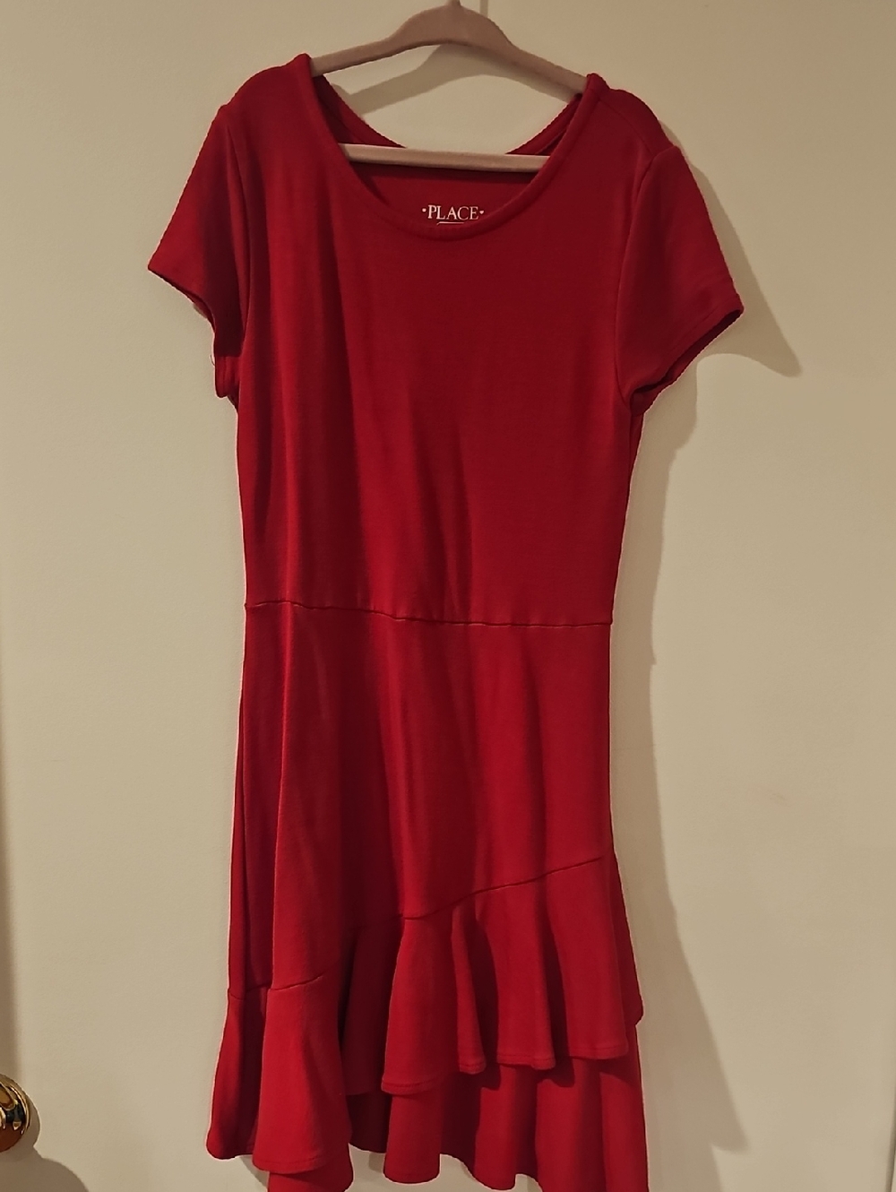 Children's Place Red Short Sleeve Ruffle-Hem Mini Dress Girls Sz M 7/8